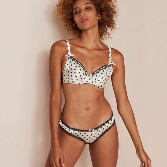 Agent Provocateur Marjorie Silk White Black Polka Dot Bra NWT - Picture 3 of 12